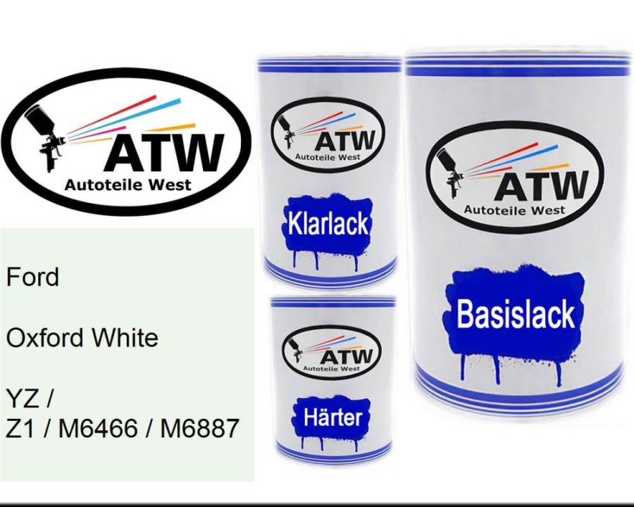 Ford, Oxford White, YZ / Z1 / M6466 / M6887: 500ml Lackdose + 500ml Klarlack + 250ml Härter - Set, von ATW Autoteile West.